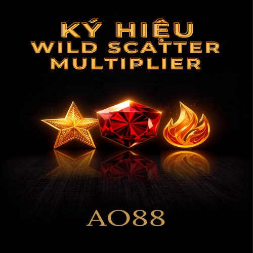 Minh họa ký hiệu Wild, Scatter và Multiplier trong slot game tại AO88